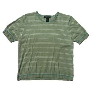 Vintage Sydney Eastern Women Striped Green Crew Neck Shirt Size Large